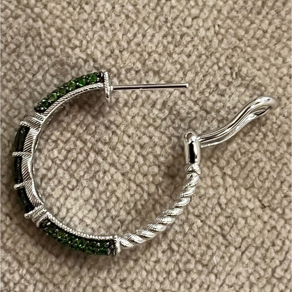 Judith Ripka Sterling Silver Green Chrome Diopside Hoop Pierced Earrings NEW! - Picture 8 of 13